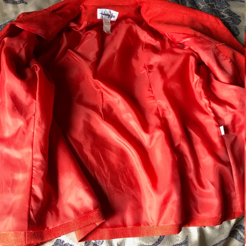Vintage Womens Plus Two Piece Suit in Bright Orange Size 16