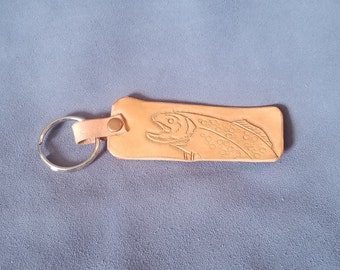 Leather trout keychain