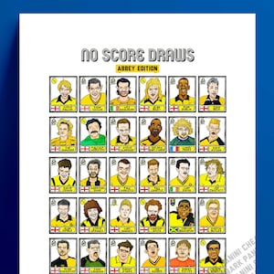 Cambridge United - No Score Draws Abbey Edition - A3 print of 36 hand-drawn Panini-style CUFC icons - Wonky cheapskate football art