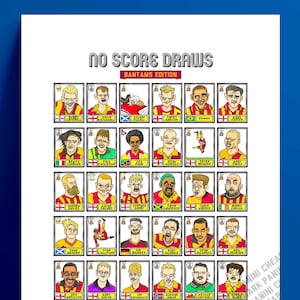 Bradford City - No Score Draws Bantams Edition - A3 print of 36 hand-drawn Panini-sticker-style BCAFC icons - Wonky Cheapskate football art