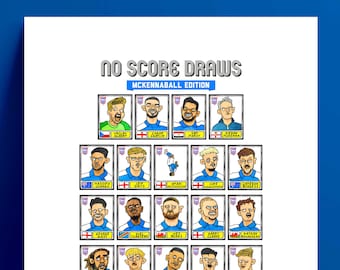 Ipswich Town Vol 3 - No Score Draws McKennaball Edition - A3 print of 29 Wonky Panini-style Doodles Of ITFC's Heroic 23-24 Promotion Winners