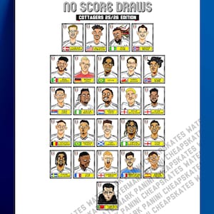 Fulham 25/26 - No Score Draws Cottagers 25/26 Edition - A3 print of 25 Wonky Panini-Style No Score Draws Doodles Of Marco Silva's FFC Squad