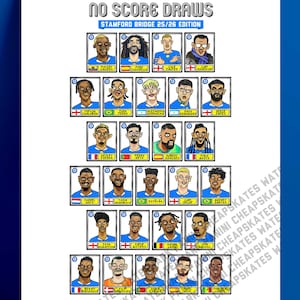 Chelsea 25/26 - No Score Draws Stamford Bridge 25/26 Edition - A3 Print Of 27 Wonky No Score Draws Panini-style Doodles Of Rosenior's CFC