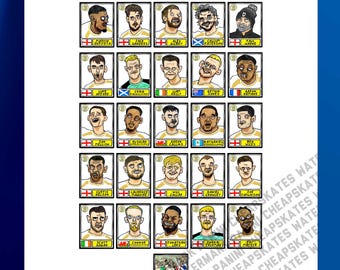 MK Dons - No Score Draws Dons Going Up-editie - A3-afdruk van 26 handgetekende panini-stijl Wonky MKDFC 25/26 promotie-winnaars posterafdruk