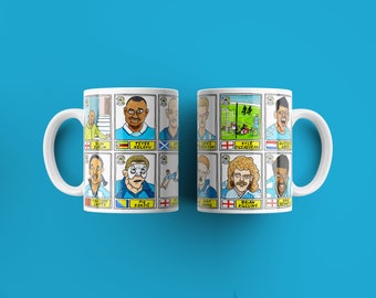 Coventry City No Score Draws Mug Set - Set of TWO 11oz Mugs with Wonky Panini-style No Score Draws Doodles of 24 CCFC icons - NEW for 2024!