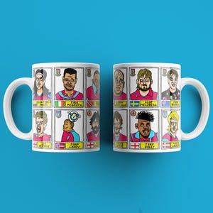 Aston Villa Icons No Score Draws Mug Set - Set of TWO DIFFERENT 11oz Ceramic Mugs with Wonky Panini-style AVFC Villains Football Doodles