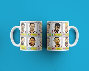 Derby County Vol 3 No Score Draws Mug Set - Set of TWO DIFFERENT 11oz Mugs with Wonky Panini-Doodles of DCFC's's 23/24 Promotion Winners