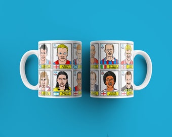 Crystal Palace Mug Set - Set of TWO 11oz Ceramic Mugs with Wonky Panini sticker-style No Score Draws Doodles of 24 badly-drawn Eagles icons
