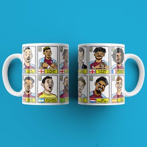 Aston Villa Emery 25/26 No Score Draws Mug Set - Set of TWO DIFFERENT 11oz Ceramic Mugs with Wonky Panini-style AVFC Doodles Of Emery & Co