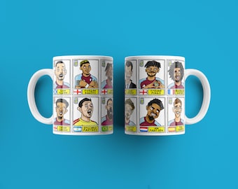 Aston Villa Emery 25/26 No Score Draws muggset - Set med TVÅ OLIKA 280 g keramiska muggar med knäppa panini-liknande AVFC-klotter från Emery & Co.