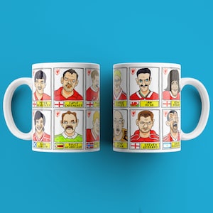 Liverpool Vol 4 No Score Draws Mug Set - Set of TWO 11oz Ceramic Mugs with Wonky Panini sticker-style Doodles Of Various LFC Legends & Icons