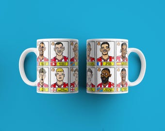 Sunderland Volume 5 - 25/26 Black Cats No Score Draws-mokkenset - set van TWEE VERSCHILLENDE keramische mokken van 11 oz met wonky doodles van SAFC 25/26 op de zijkant