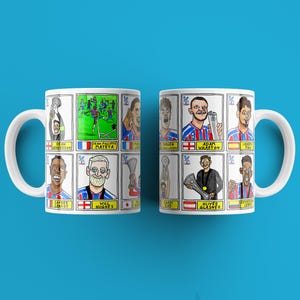 Zestaw kubków Crystal Palace Conference League CHAMPIONS No Score Draws – zestaw 2 RÓŻNYCH kubków o pojemności 11 uncji z 24 Panini-doodles przedstawiającymi drużynę CPFC 25/26