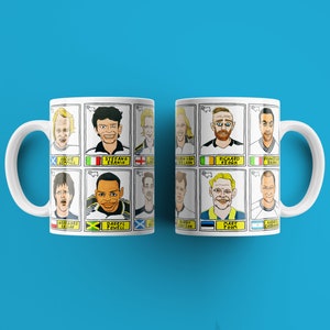 Derby County Mug Set - Set of TWO 11oz Ceramic Mugs with Wonky Panini sticker-style No Score Draws Doodles of 24 badly-drawn Rams icons