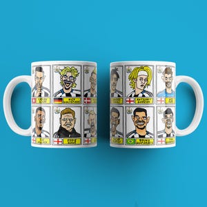 Newcastle United 25/26 - No Score Draws muggset - Set med TVÅ OLIKA 280 g keramiska muggar med 24 knäppa panini-doodles av NUFC 25/26 Magpies bild 1