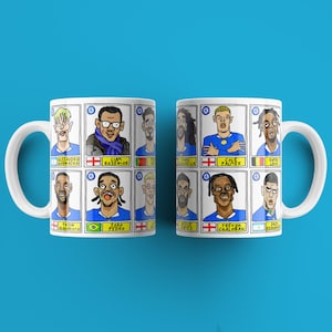 Chelsea 25/26 - No Score Draws Mug Set - Set of TWO DIFFERENT 11oz Mugs with Wonky Panini-doodles of Rosenior's CFC Squad