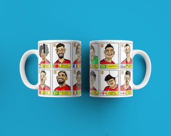 Man Utd 25/26 No Score Draws mokset - Set van TWEE VERSCHILLENDE 11oz keramische mokken met grillige MUFC-doodles in panini-stijl van Manchester United
