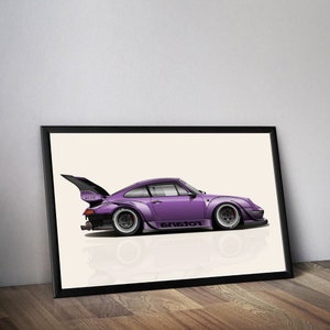 RWB Rauh Welt 993 Rotana プリント、ドイツのスポーツカー ポスター、アート、カー アート、車、911 Turbo、993、Akira Nakai