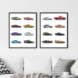 The Fast and the Furious Cars Art Print: 16 Car Set