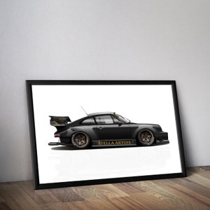 RWB Rauh Welt 930 Stella Artois プリント、ドイツのスポーツカー ポスター、アート、カー アート、車、911 Turbo、930、Akira Nakai