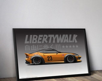 Liberty Walk 400Z Print, Japanese Sportscar Poster, Art, Car Art, Cars, FairladyZ, LB Works