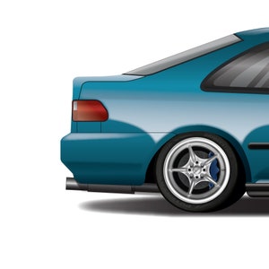 Civic EG6 SiR, EJ Coupe, EG Sedan Generation Design Print, Art, Car Art, Osaka Kanjozoku, No Good Racing, Vtec image 4