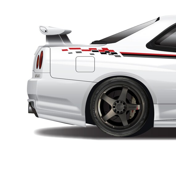 Nismo Skyline GT-R Print: ER34 Sedan & Autech Stagea Wagon Car Art