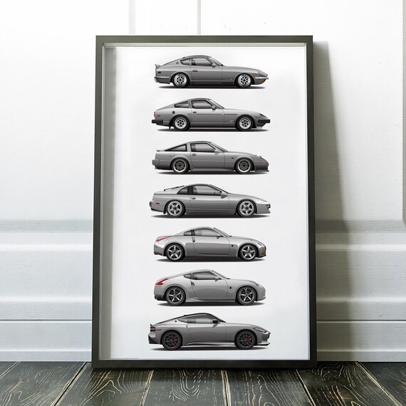 Fairlady Z Generation Print, 240Z, 280ZX, 300ZX, 350Z, 370Z, 400Z Nismo JDM  Poster, Art, Car Art, Cars -  Israel