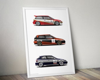 Kanjozoku Civic EF EG EK Art Print: Osaka Street Racing