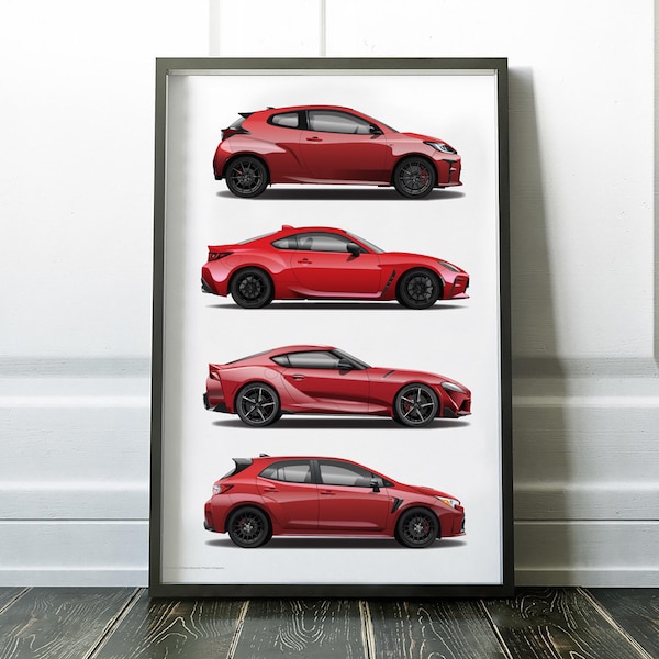 ガズーレーシング GRヤリス、GR86、GRスープラ、GRカローラデザインプリント、トヨタアート、カーアート、車