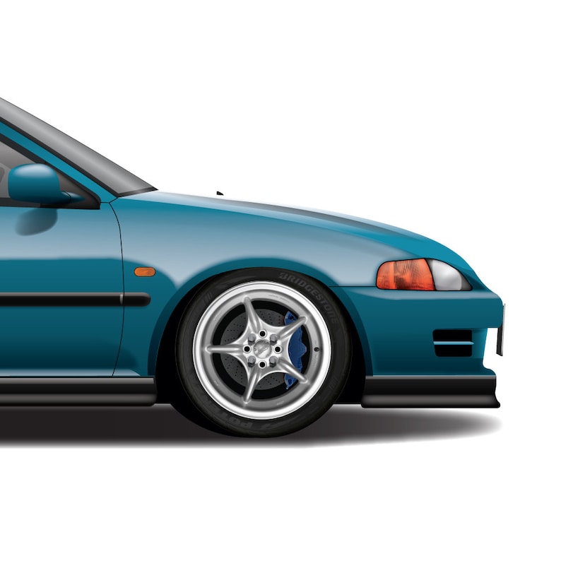 Civic EG6 SiR, EJ Coupe, EG Sedan Generation Design Print, Art, Car Art, Osaka Kanjozoku, No Good Racing, Vtec image 5