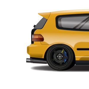 Civic EG6 SiR, EJ Coupe, EG Sedan Generation Design Print, Art, Car Art, Osaka Kanjozoku, No Good Racing, Vtec image 2