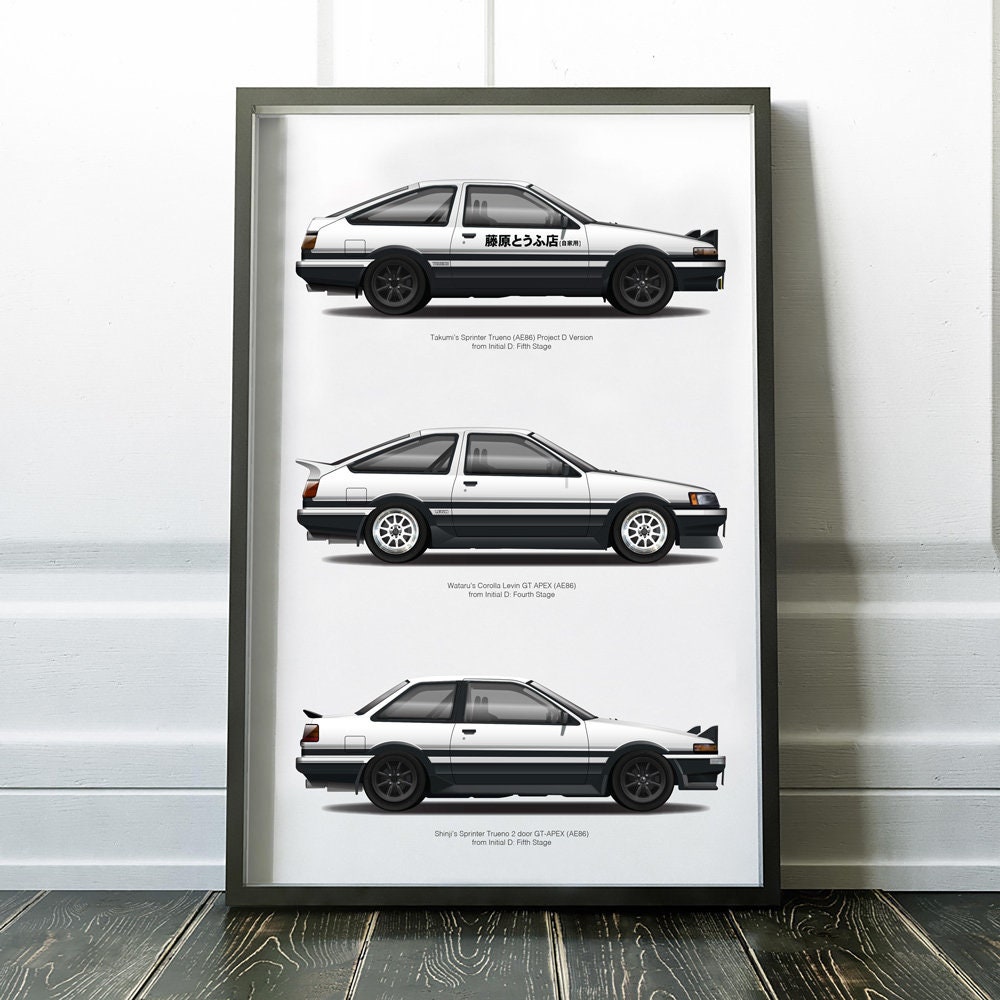 Initial D Ae86 Levin Trueno And 2 Door Coupe Trueno 3 Car Etsy Initial D Ae86 Levin Trueno And 2 Door Coupe Trueno 3 Car Etsy