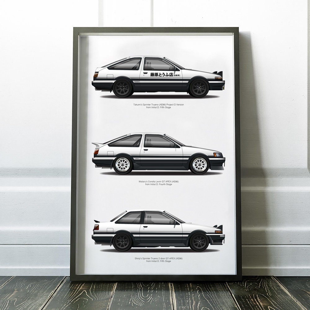 Initial D Ae86 Levin Trueno And 2 Door Coupe Trueno 3 Car Etsy