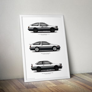 Initial-D - AE86 Levin, Trueno en Trueno 3 coupé-tweedeurswagens