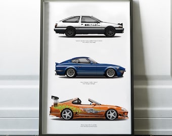 3 Combined Legends - Initial D AE86, Wangan Midnight Fairlady Z Devil Z and The Fast and the Furious Supra