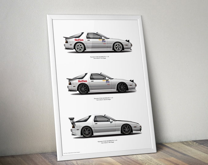 Initial D Ryosuke's Red Sun to Project D RX7 FC Evolution - Etsy