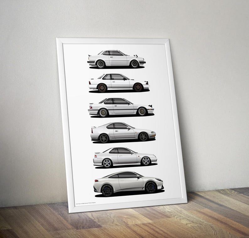 Honda Prelude Generations Art Print: JDM Car Poster image 1