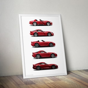 Viper Generations Art Print: American Sports Car Poster