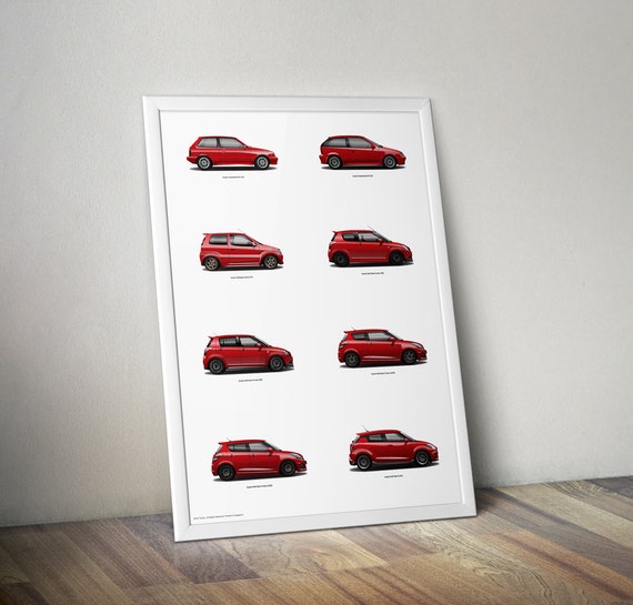 Swift Sport Generations Print: JDM Car Art Poster - Etsy Norway