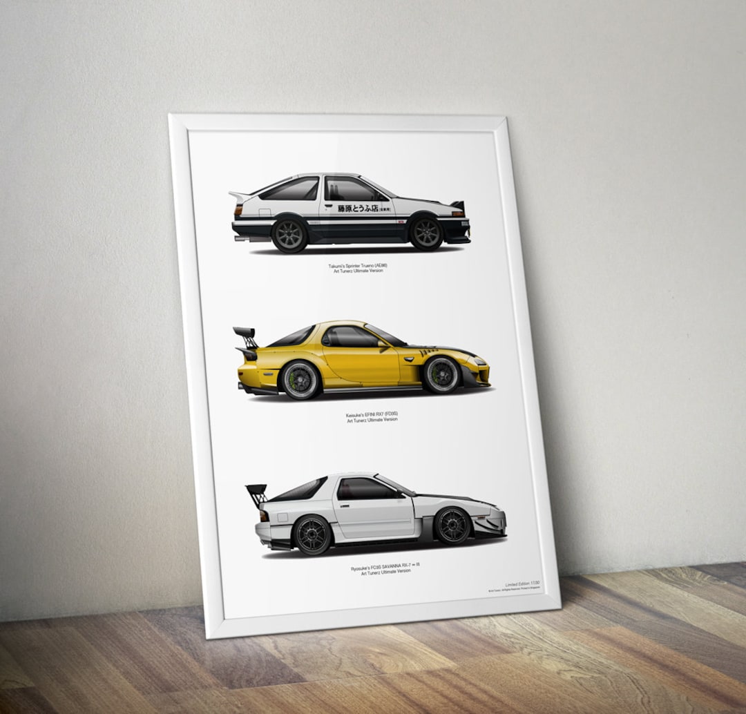 Initial D Art Print: AE86, RX7 FD3S & FC, Limited Edition - Etsy