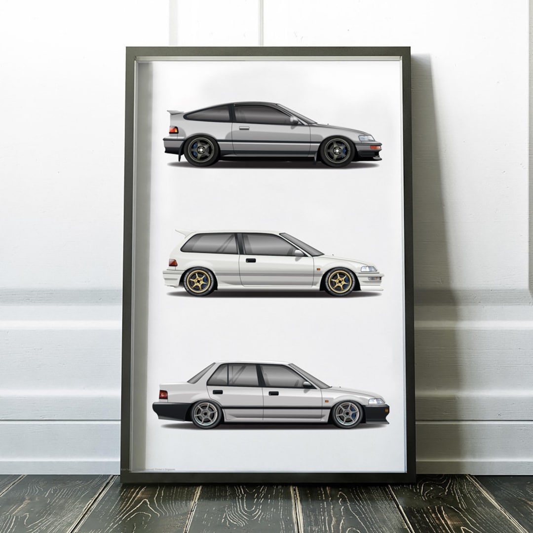 Civic EF9, CRX, EF Sedan Art Print: JDM Car Design - Etsy