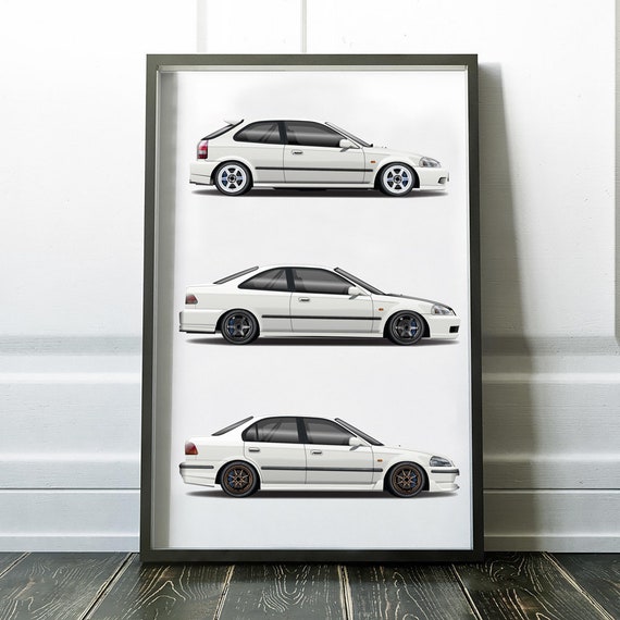 Civic EK Coupe Hatchback Sedan EK4 EK9 Generation Design Etsy UK