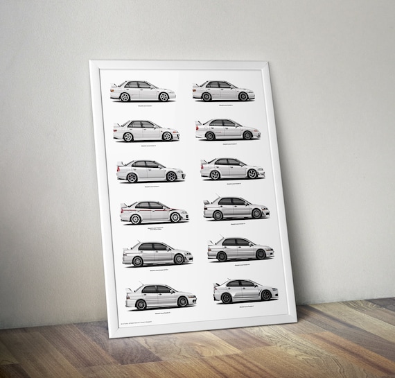 Lancer Evo Generation Print, Ralliart, 4G63, MIVEC, JDM Poster