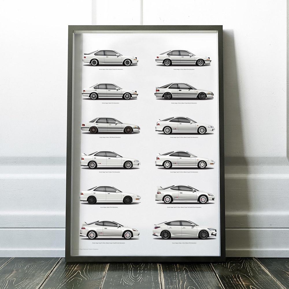 Honda Integra Generations Print: JDM Car Art Poster - Etsy
