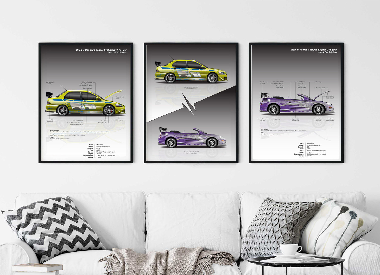 2 Fast 2 Furious: Brian O Conner Lancer Evo VII and Roman Pearce's