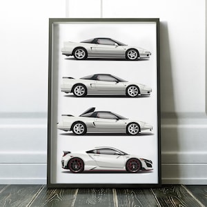 NSX-R Generation Print, NA1, NA2 undNC1 (Art Tunerz Type R Concept) Druck, VTEC JDM Poster, Kunst, Autokunst, Autos
