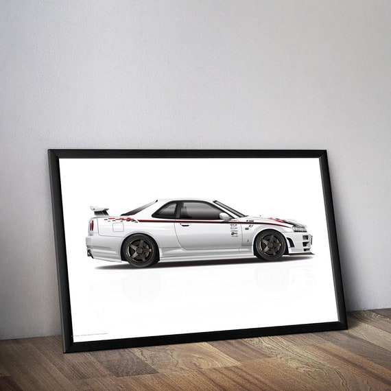 Nismo R-tune Skyline GT-R BNR34 Print, GTR Poster, Art, Car