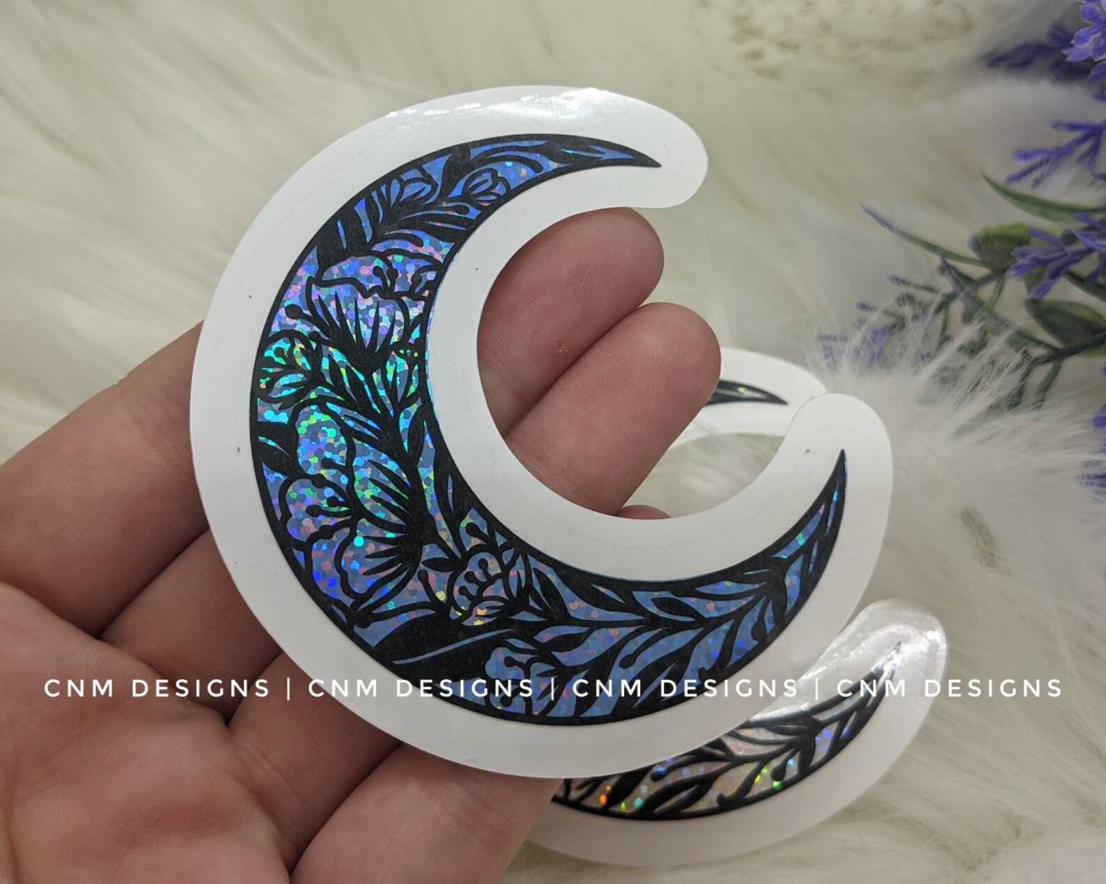 Crescent Moon Floral Decal Moon Stickers Crescent Moon Car Etsy