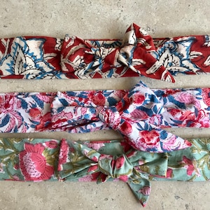 Gürtel/Stirnband zum Binden aus Stoff – Damen – Evasion Cotton – verschiedene Muster und Farben – 100 % Baumwolle, Handblockdruck Indien – Gürtel/Stirnband –